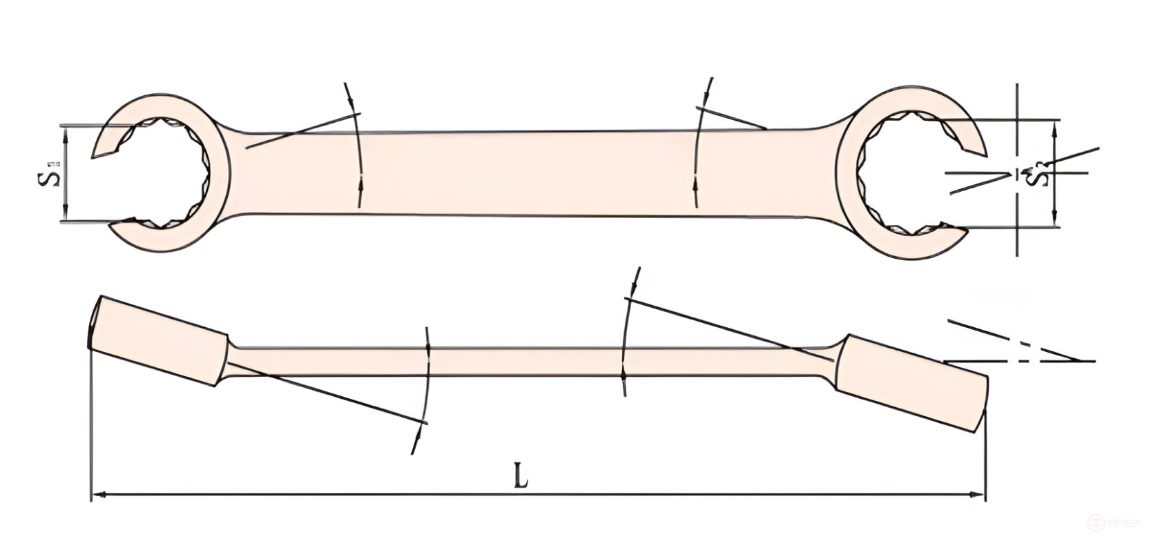 Ключ разрезной двусторонний 24x30 искробезопасный сплав BeCu 153B-2430, HORTZ