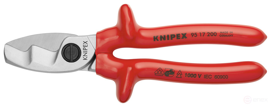 Кабелерез VDE с двойными режущими кромками, рез: кабель Ø 20 мм (70 мм², AWG 2/0), L-200 мм, диэлектр., хром, 1-к ручки