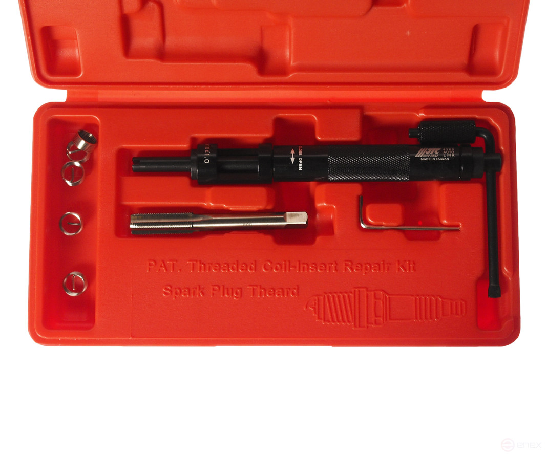 A set of tools for repairing spark plug threads (spring insert M10x1.0) 5 pcs. JTC