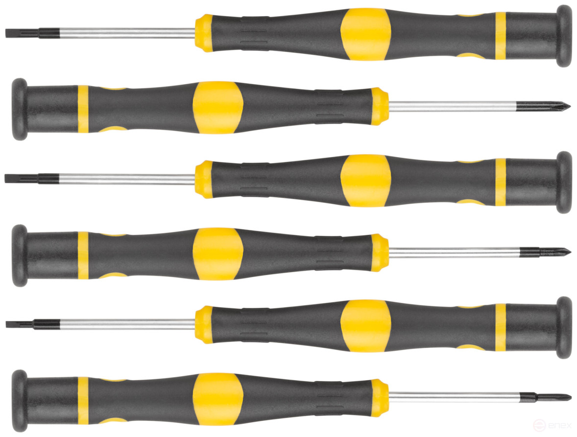 CrV precision screwdrivers, 6 pcs., PH/SL, plastic case