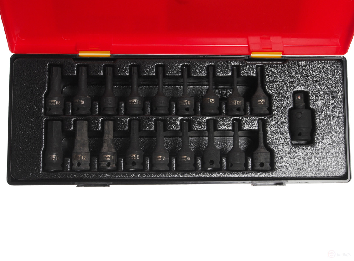 Набор головок торцевых 3/8" 6-ти гранных ударных 19 предметов в кейсе JTC