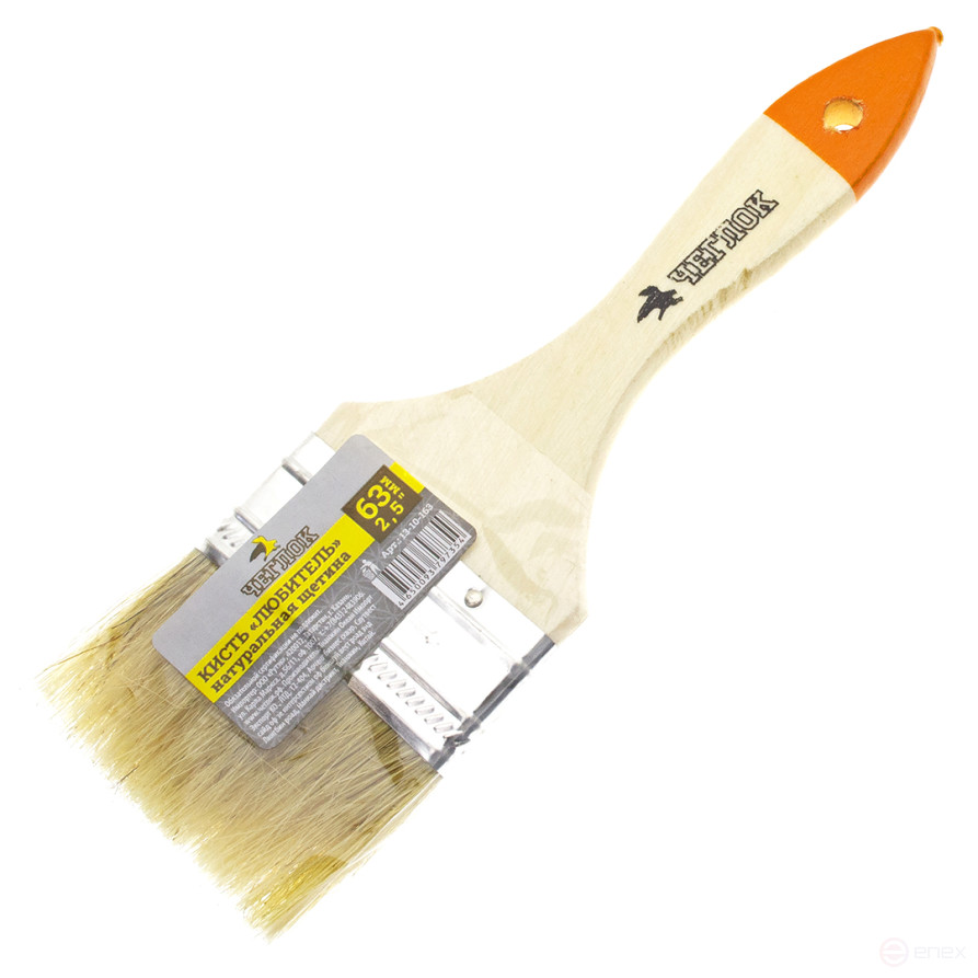 Flat brush "Amateur", 63 x 10mm, in/in 38mm, natural.bristles, Cheglok (12/480)