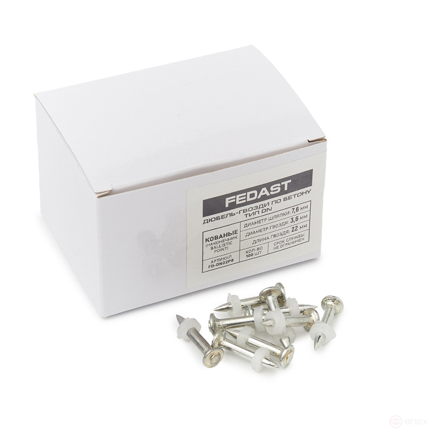Одиночные дюбель гвозди по бетону тип DN для пороховых монтаж. пистолетов (22 мм, 100 шт./уп) FEDAST