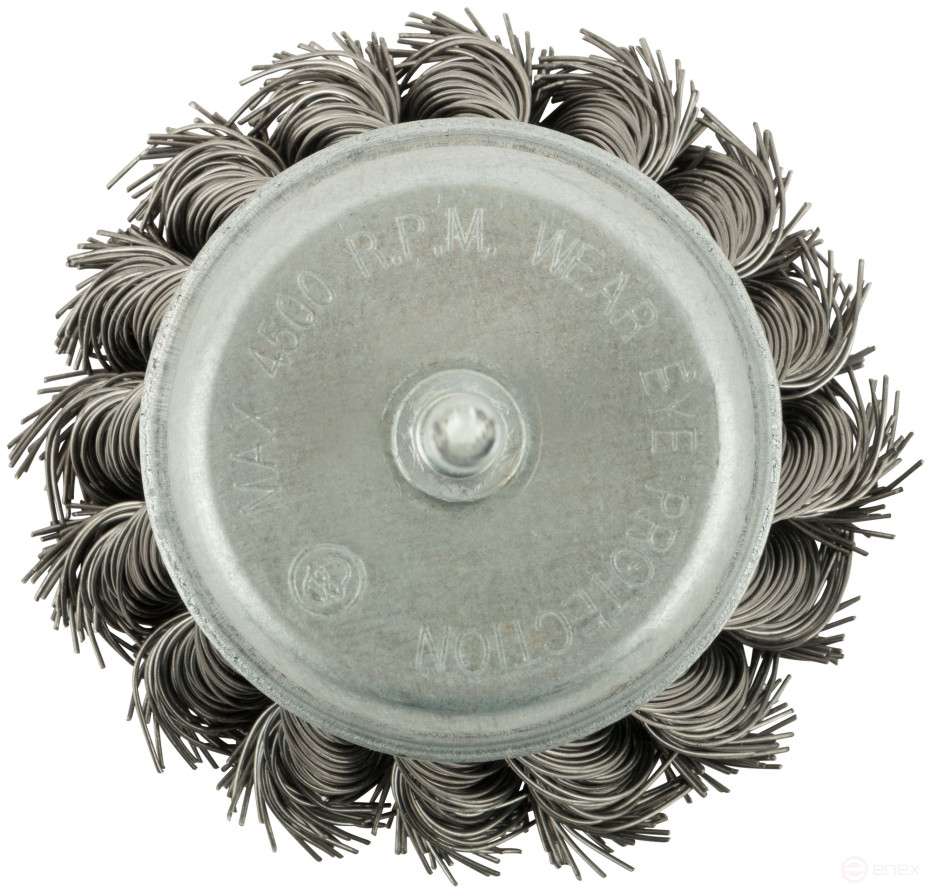 Корщетка чашечная, со шпилькой, стальная витая проволока 65 мм