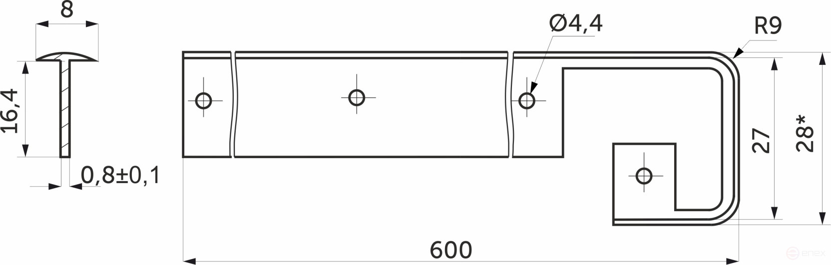 Connecting bar to the table top 26 SKIF aluminum AKS