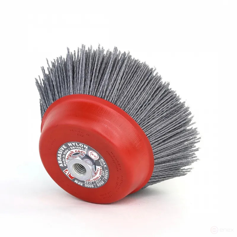 Щетка чашечная Д150*M14, ворс полимер-абразив P80 по дереву для УПМ УШМ (болгарка) (1-233)