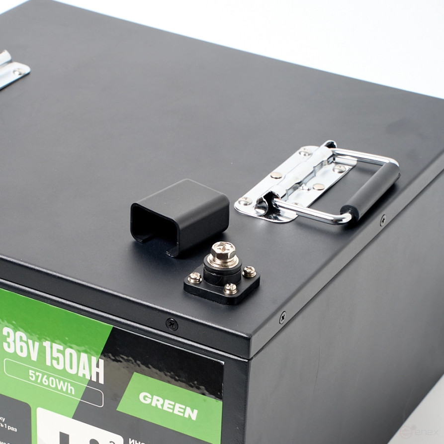 Литиевый тяговый аккумулятор ЛИТДЖЕТ серии GREEN LiFePO4 36 В 150 А·ч 5760 Вт·ч с Bluetooth и BMS 150 A, IP67, металлический корпус