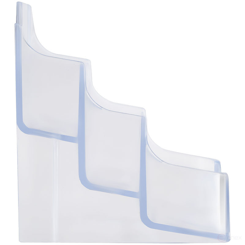 Подставка для визиток настольная СТАММ 70*102мм, 3 отделения, прозрачная