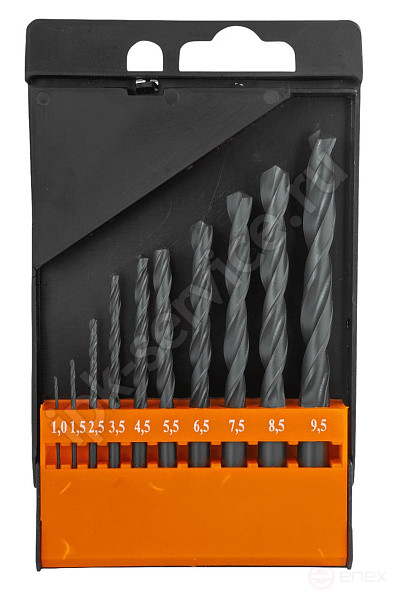 Набор сверл по металлу НС17 от 1 до 9,5 шаг 0,5-1, 10шт. Р6М5