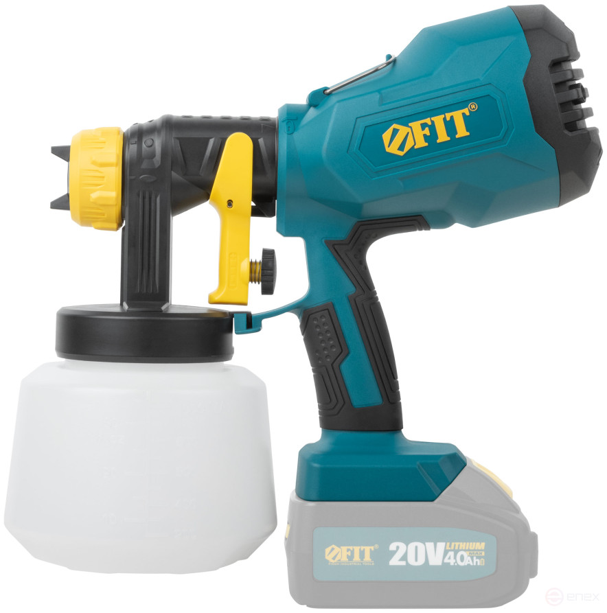 Распылитель Акк. 20 В; 1,8 / 2,5 мм; 1000 мл; 70 DIN/сек; 700 мл/мин; HVLP; коробка