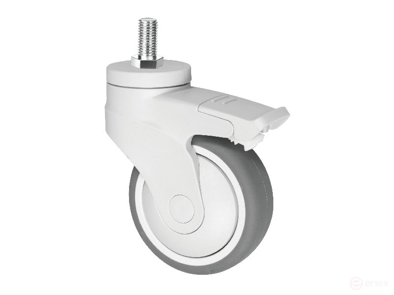 Колесная опора д.75 мм с резьбовым стержнем М10х25 и тормозом