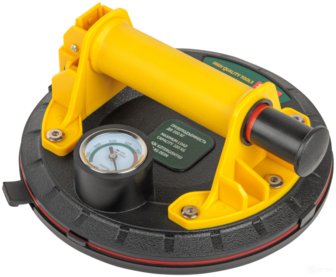 Reinforced glass jack, pressure gauge, quick pressure relief, plastic case, 200 mm, 200 kg