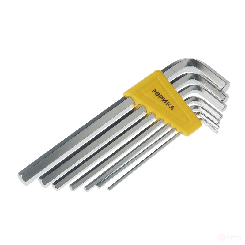 Набор ключей шестигранных ER-25107:Г-образных удлиненных 2.5-10мм 7пр. ЭВРИКА /1/12/60