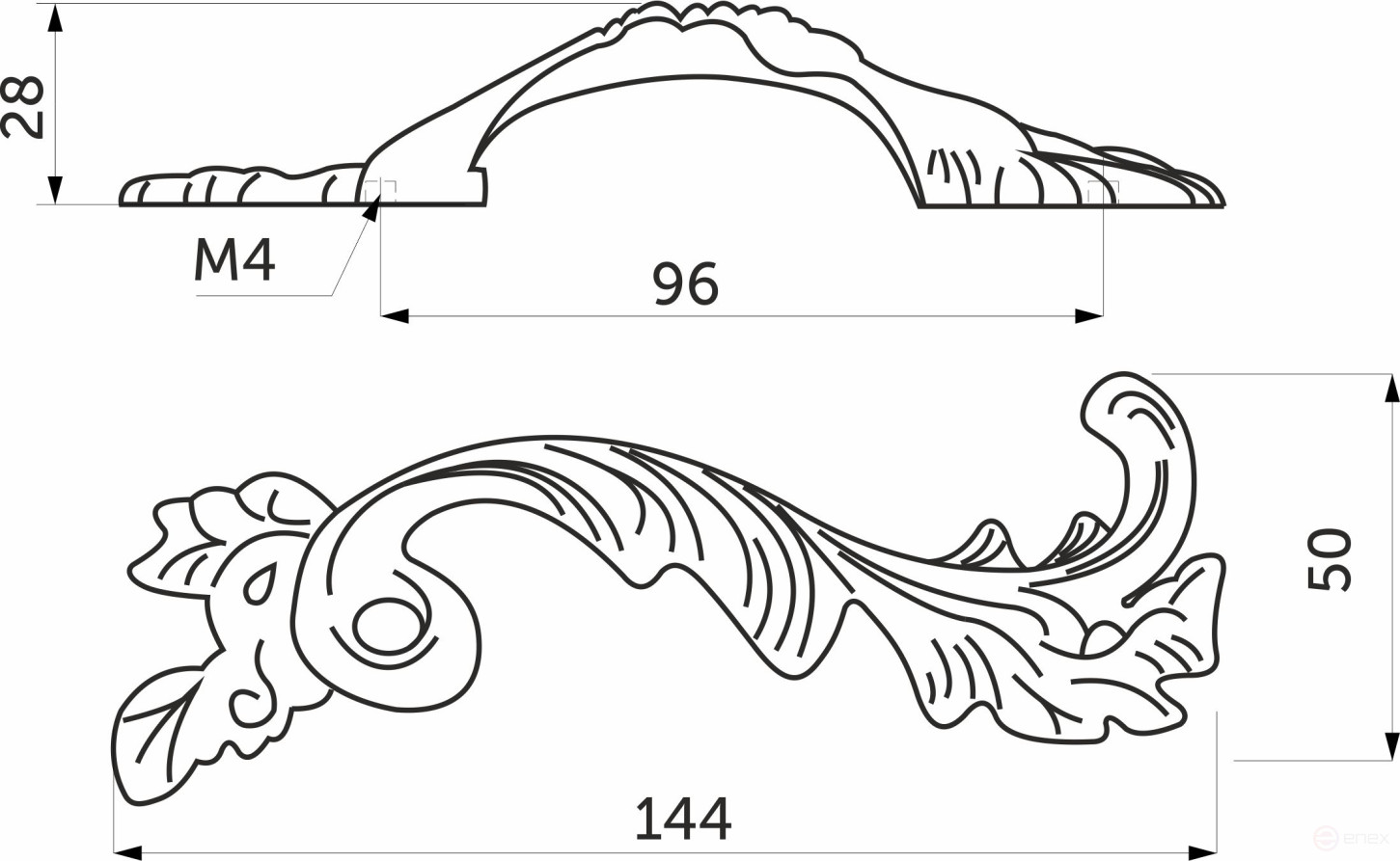 Ручка меб. скоба мет. NATURA 96 античное серебро левая AKS