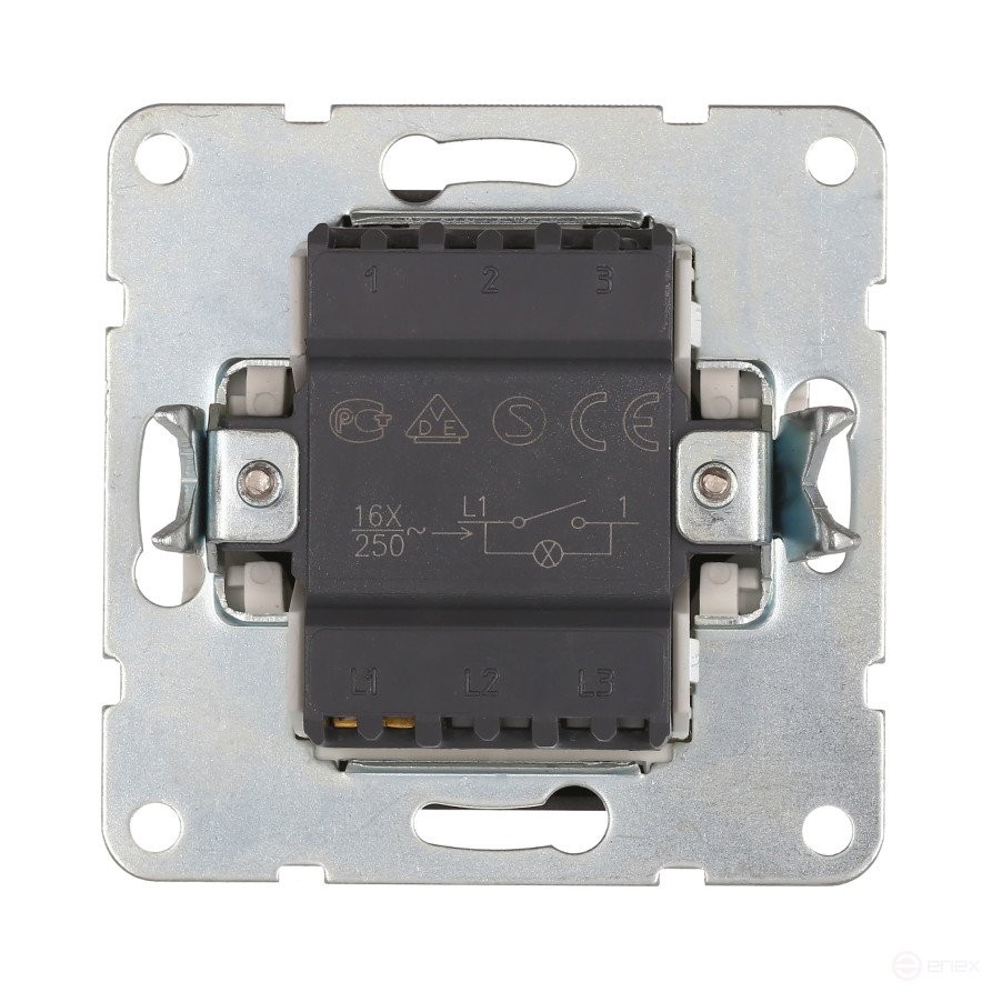 Выключатель 1-кл., c индикатором (схема 1L) 16 A, 250 B (черный бархат) LK60