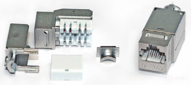 KJNE-8P8C-C6-90-SH-F-WH Keystone Jack Insert RJ-45(8P8C), Category 6, shielded, 110 IDC, sealing with NE-TOOL, white