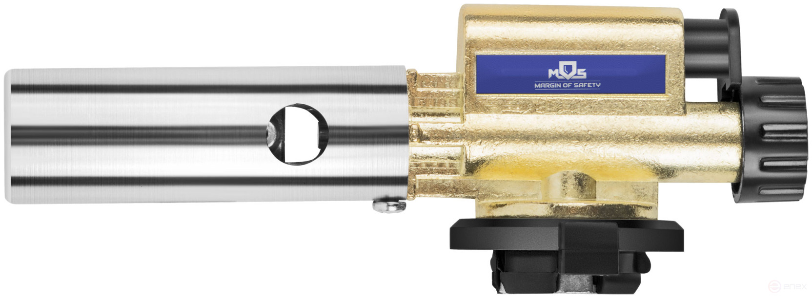 Gas burner for collet cylinder, metal housing, with piezo ignition, ceramic.insulator, nozzle 22 mm