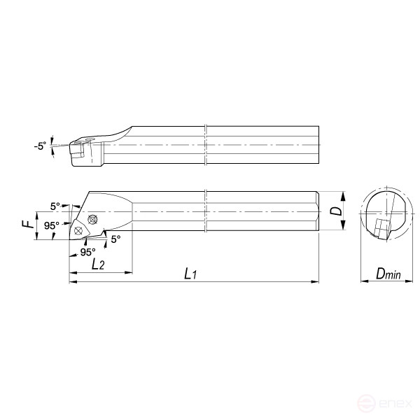 Turning holder S32S-PWLNR08 boring right