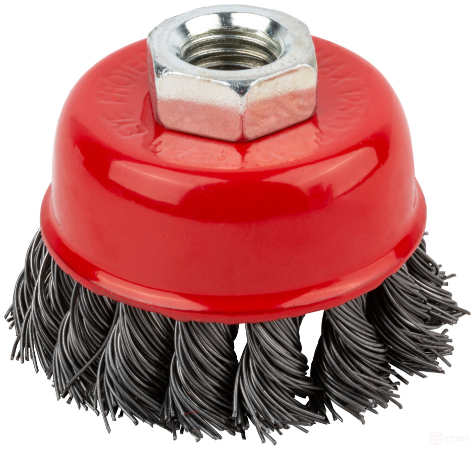 Корщетка чашечная, гайка М14, стальная витая проволока 65 мм