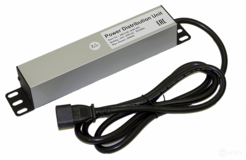 SHT10L-4SH-IEC Блок розеток для 10" шкафов, горизонтальный, 4 розетки Schuko, входной разъем IEC320 C14 10A, 250В, установочный размер 254 мм, 277х44.4х44.4мм (ДхШхВ), корпус алюминий