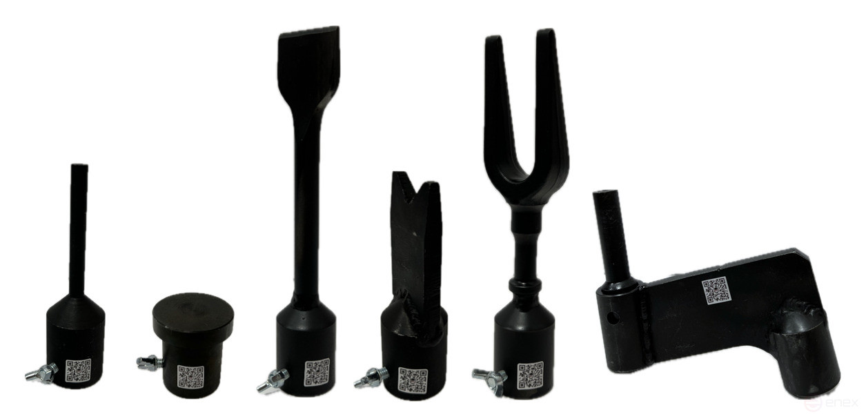 Комплект выколоток для Динамической кувалды (6 шт: зауженная 9 мм, грибок 45 мм, лопатка, прямая плоская, вилка, разноосная)
