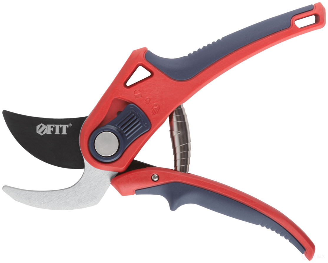 Profi pruner, overlapping cutting edges, opening adjustment, belt spring, rubberized. handles 210 mm