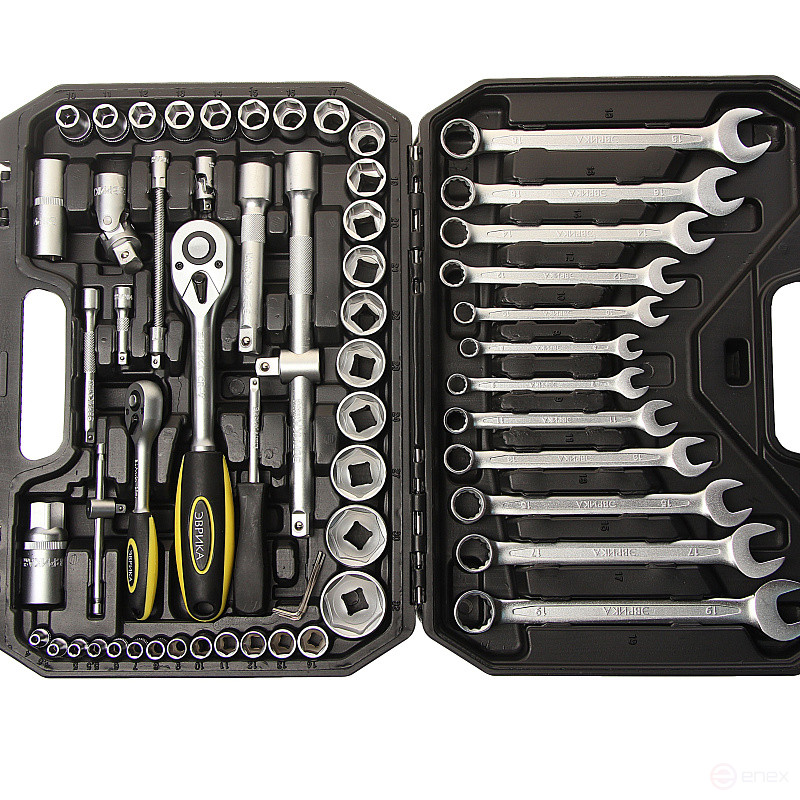 Набор инструмента ER-80061 1/4"&1/2"DR 6-гранный 61 предмет ЭВРИКА 1/3