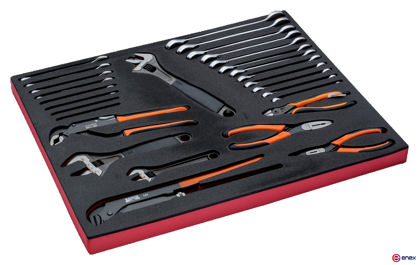 Fit&Go Набор комбинированных и трещеточных ключей + разводные ключи + шарнирно-губцевый инструмент в ложементе, 28 предметов