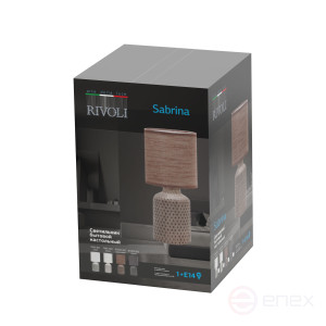 D7043-501 Настольная лампа Rivoli Sabrina D7043-501 1 * Е14 40 Вт керамика коричневая с абажуром