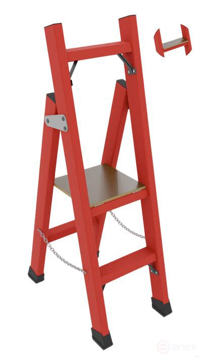 ССС-1,5Ш диэлектрическая стремянка с симметричной опорой, широкие ступени, h=1500мм, h рабочей площадки=700мм, ступ.2