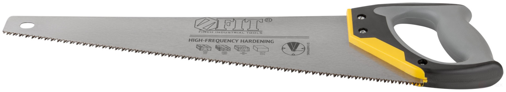 Hacksaw on wood, medium tempered tooth 7 TRI, 3D sharpening, 3K layer.Rubberized handle, 450 mm Pro