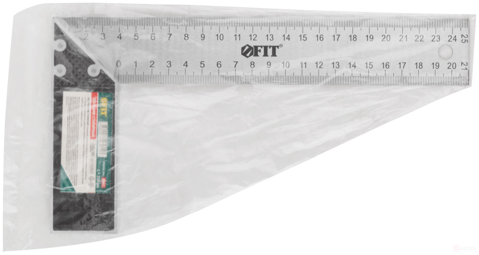 Угольник столярный, рифленая шкала, алюминиевое основание 250 мм