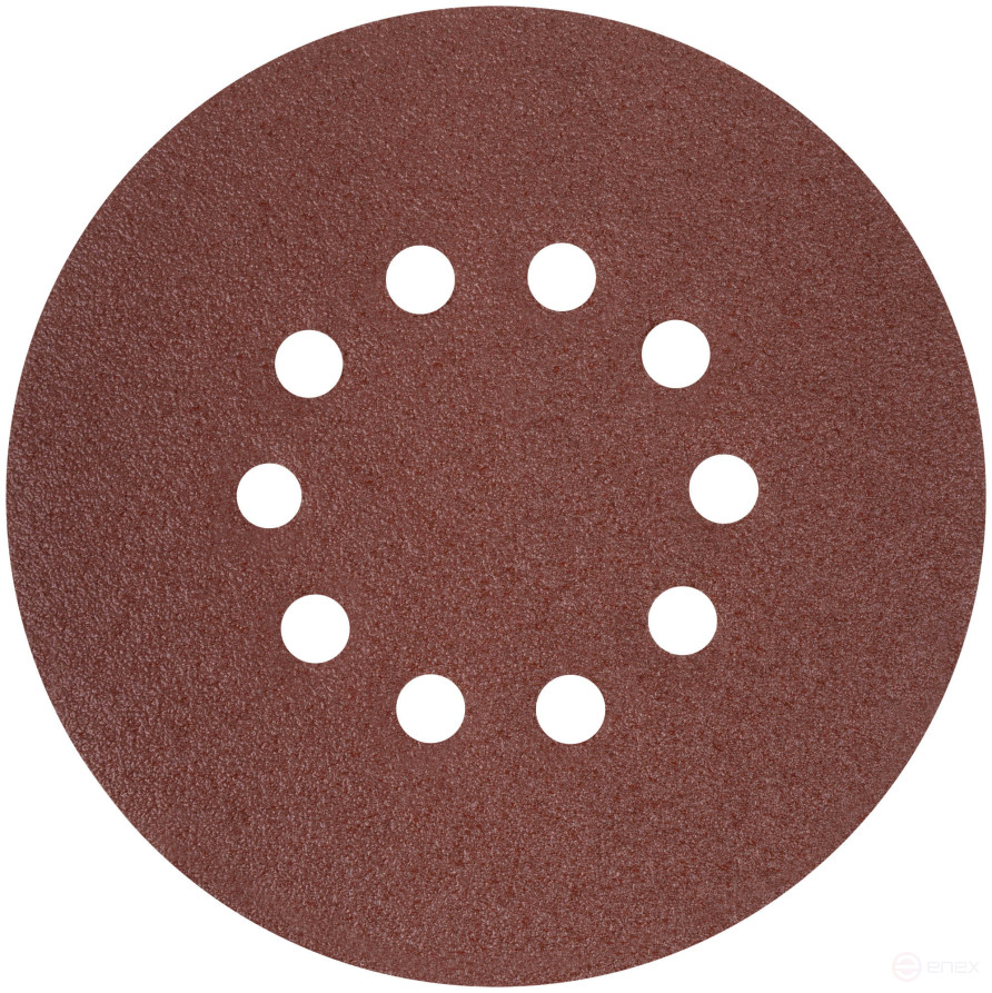 Круги шлифовальные с отверстиями (липучка), алюминий-оксидные, 225 мм, 5 шт. Р 36