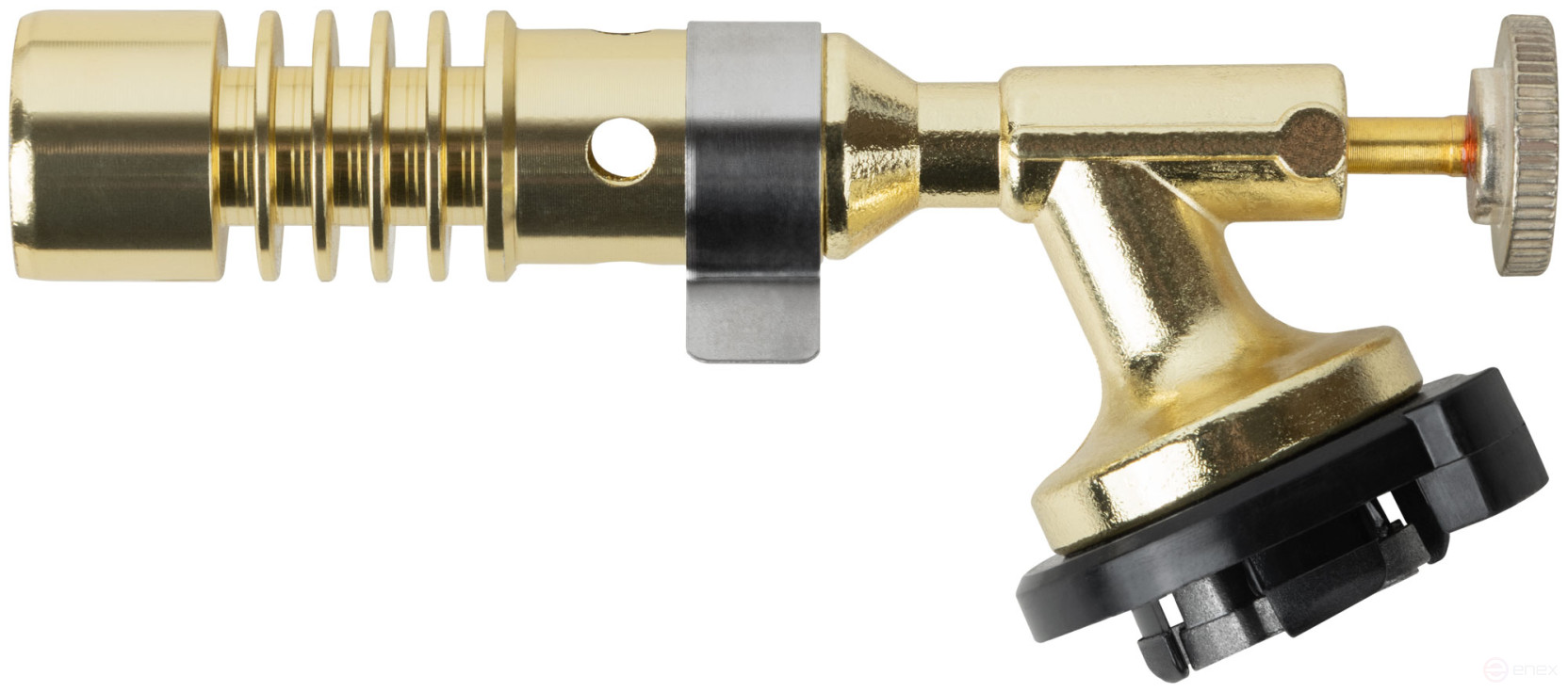 Gas burner for collet cylinder, metal housing, manualignition, brass valve, 20 mm nozzle