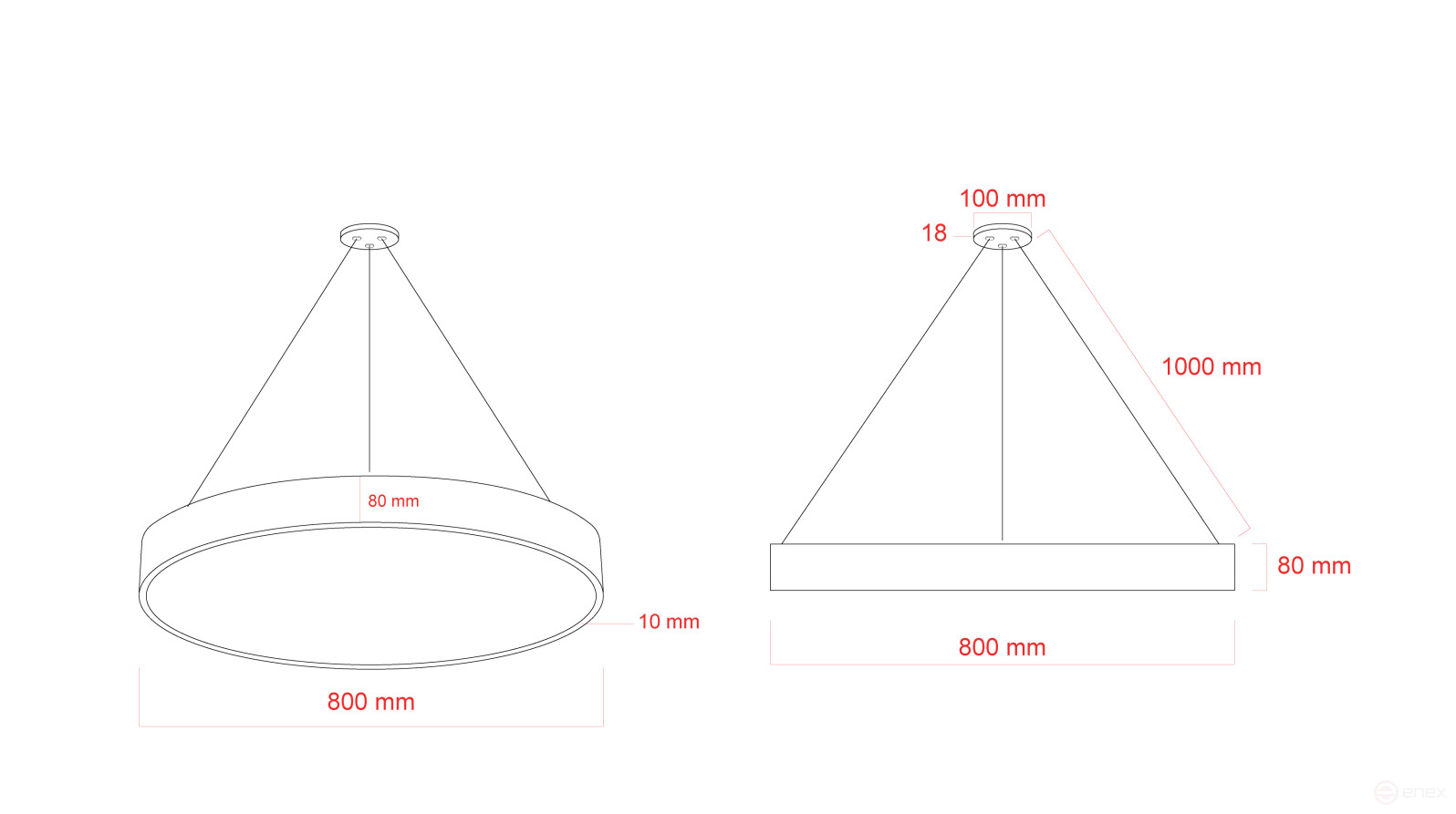 Светильник LED ЭРА Geometria SPO-132-W-40K-088 Ring 88Вт 4000К 8200Лм IP40 800*80 белый подвесной драйвер внутри