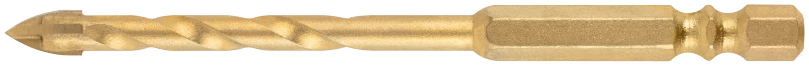 Сверло универсальное, 4 режущие кромки, титановое покрытие, шестигранный U-хвостовик под биту, 6х100 мм