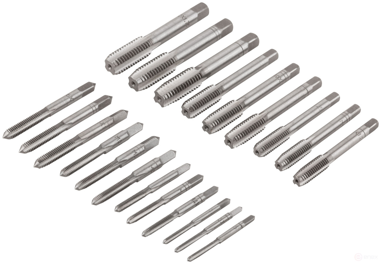 Метчики, легированная сталь Профи 21 шт. М3-М12, металлический кейс