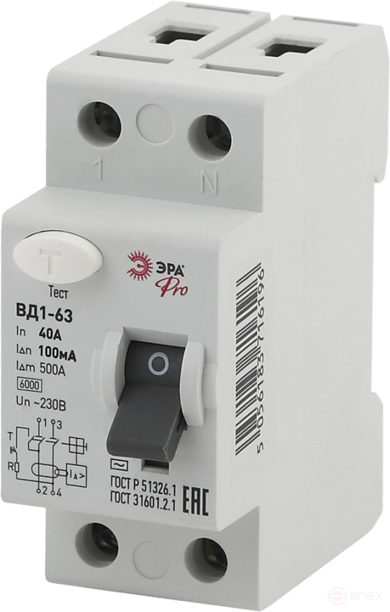 RCD ERA PRO NO-902-38 VD1-63 2P 40A 100mA