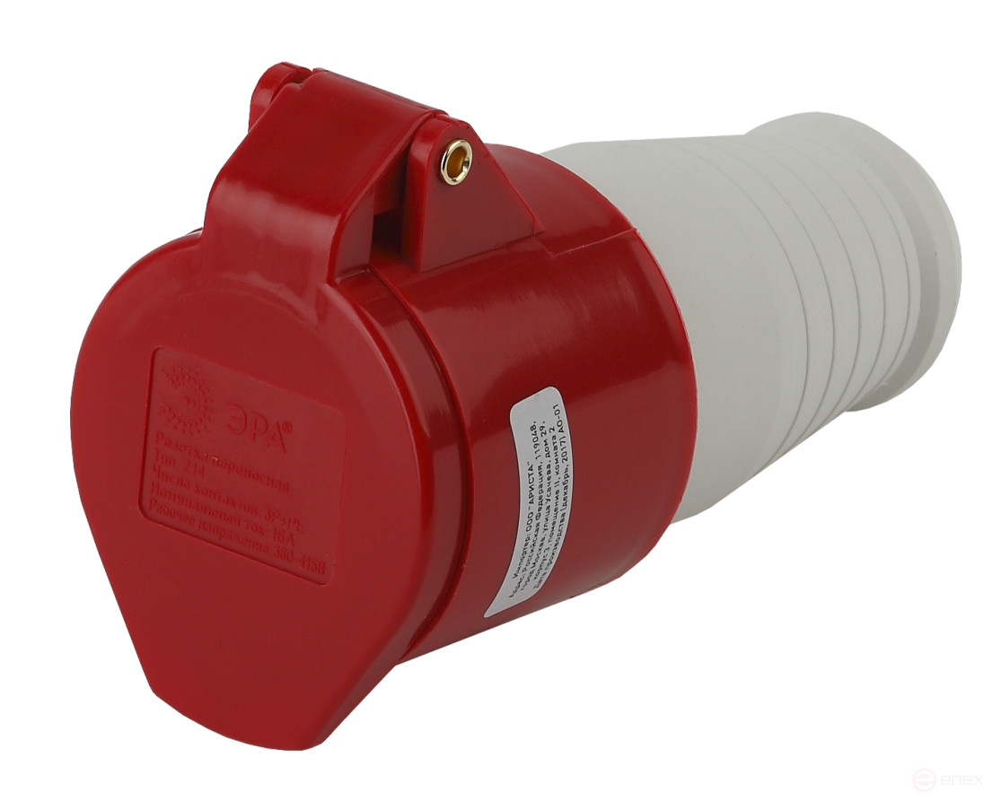 ERA R-16-3P-PE-IP44 portable socket 214 3P+PE 16A 380V IP44