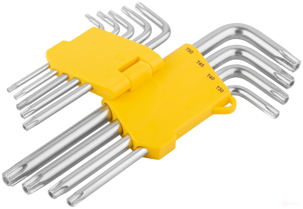 Ключи "звездочки" 9 шт. 40Cr, Т10-Т50, в пластиковом держателе