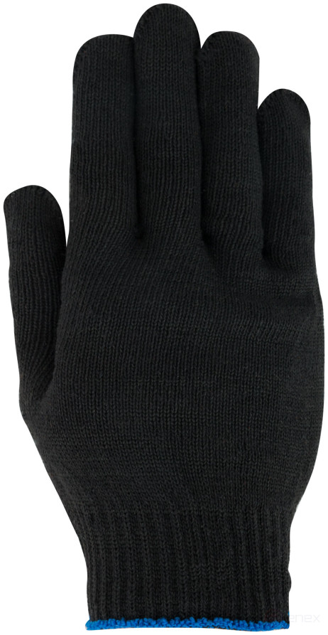 Knitted black cotton gloves with PVC, 4 threads, knitting class 10