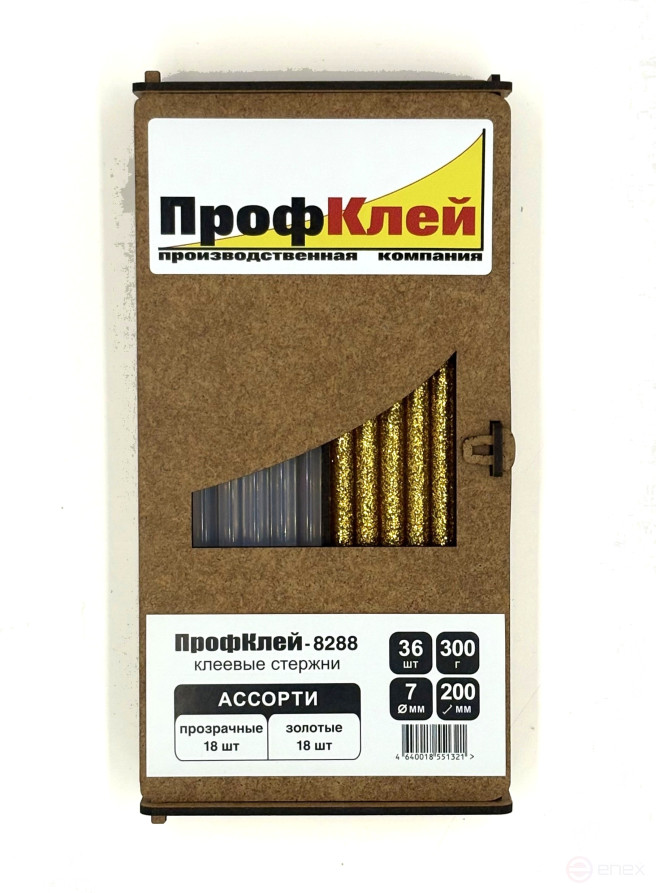 Клеевые стержни ПрофКлей-8288 ассорти (прозрачные - золото), 7х200 мм, 36 шт, 300 г