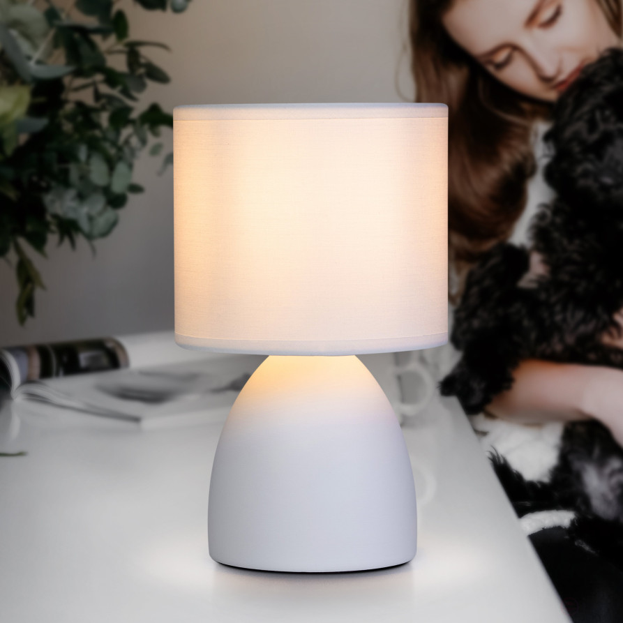 Rivoli Nadine 7042-502 Table Lamp 1 * E14 40W ceramic white with lampshade