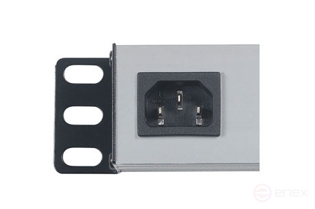 Блок силовых розеток RIPO 19 1U, 8 розеток, горизонтальный, 10 A, с выключателем, гнездо под шнур питания (C14) , AL-корпус, цвет черный