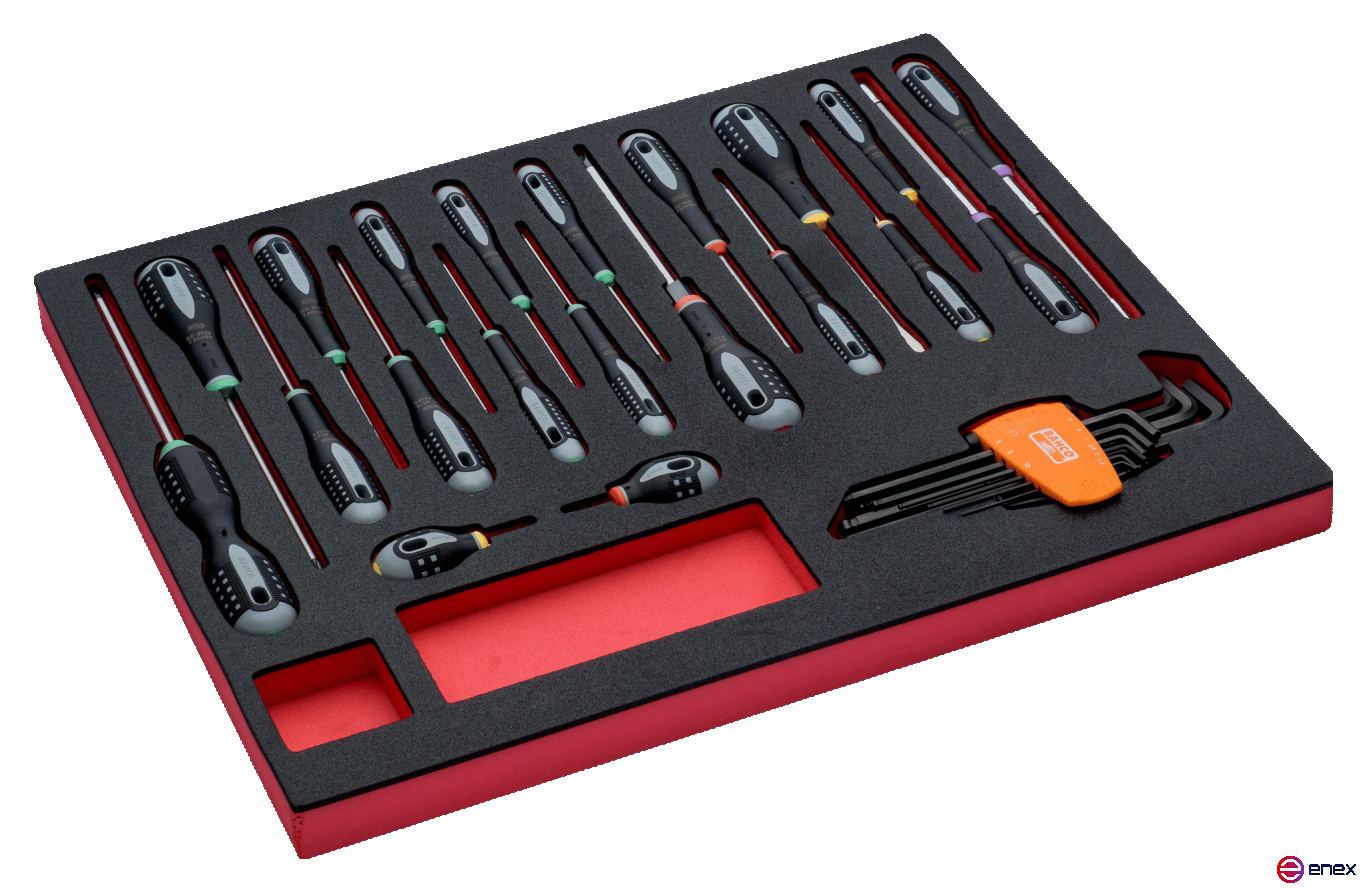 Fit&Go Set of screwdrivers and L-shaped hexagons in a bed, 29 pcs