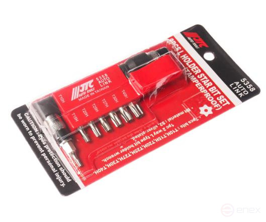 1/4" TORX Bit Set with T10H-T40H Hole with L-shaped 8-piece JTC Holder