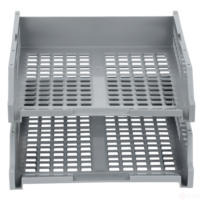 Лоток для бумаг горизонтальный СТАММ "Strong", набор 2шт., на метал. стержнях, серый