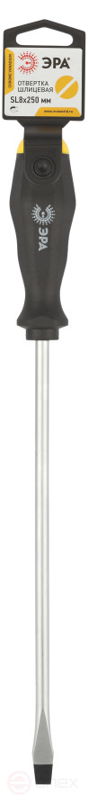 250SL8 Отвертка ЭРА SL 8х250 мм шлицевая двухкомпонентная рукоятка