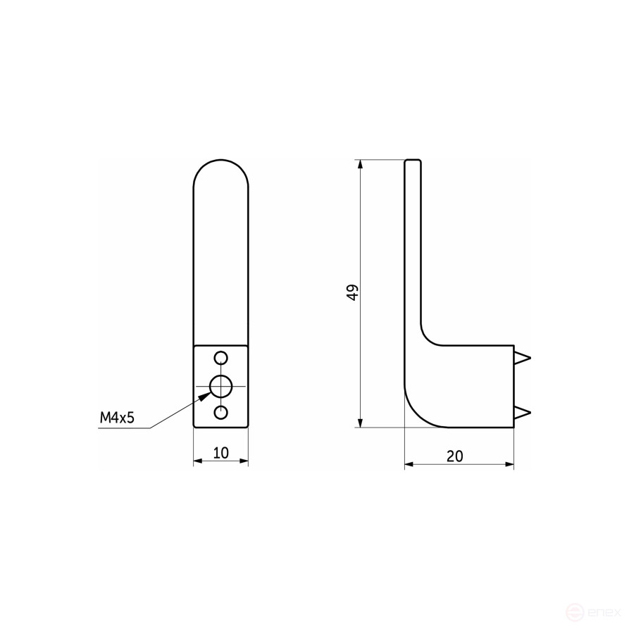 Hook metal one-horn metal START white AKS