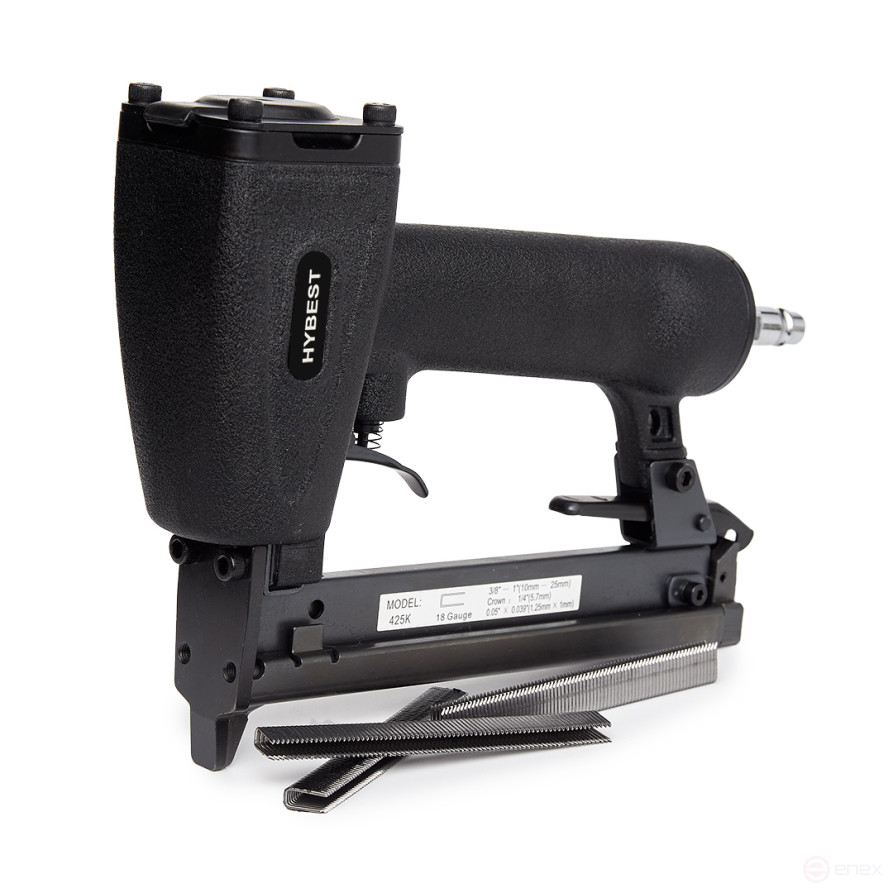 Пистолет скобозабивной для ротанга Hybest 425K (пневматический, скобы ротанг тип 400К 18Ga)